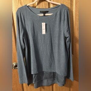 White House Black Market L Soft Brushed Fiber Layered Look Sweater Top